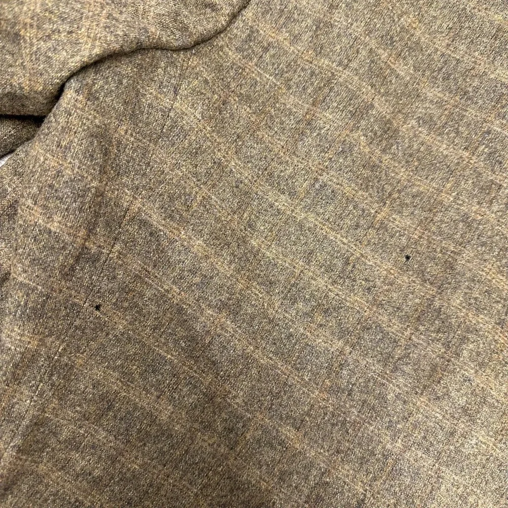 Vintage Ermenegildo Zegna Brown Tan Men's Size 46 Plaid Wool Lined‎ Blazer Coat